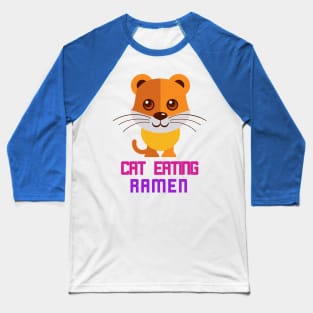 Cat eating ramen Baseball T-Shirt